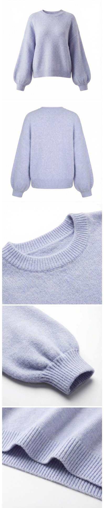 落肩开叉毛衣舒适合身试穿