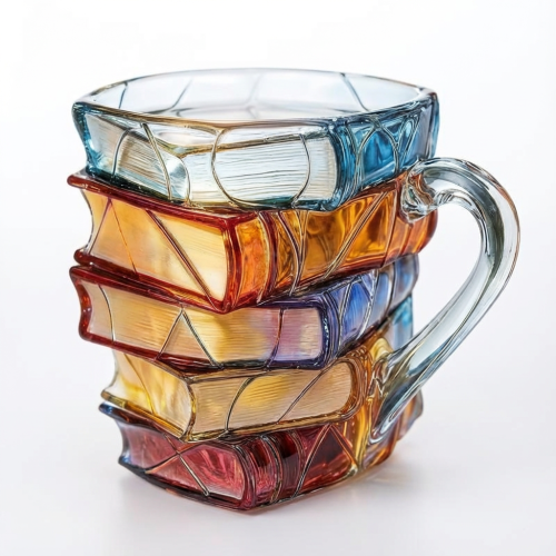 温馨冬日清晨与书本造型杯