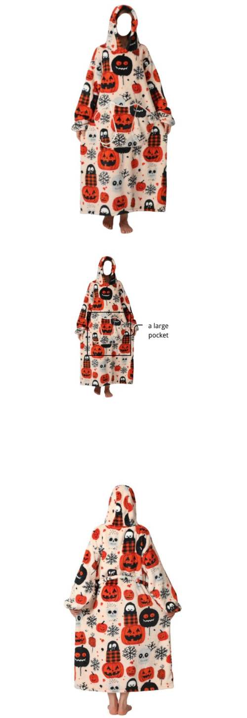 超大口袋连帽毛绒毯试穿推荐