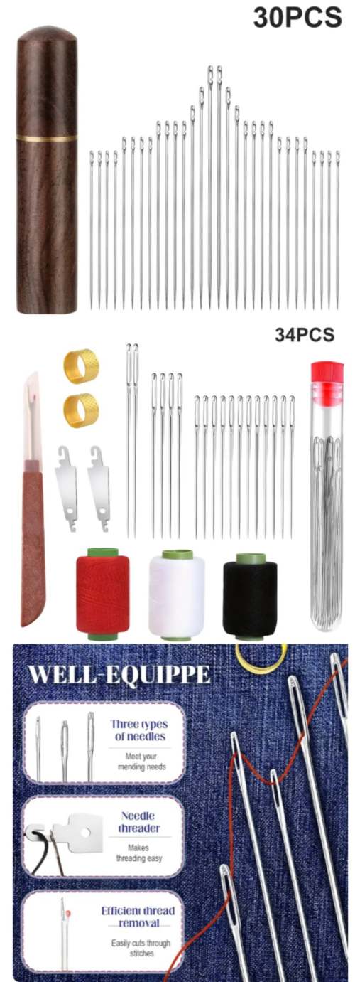 大眼钢针套装快速缝补演示