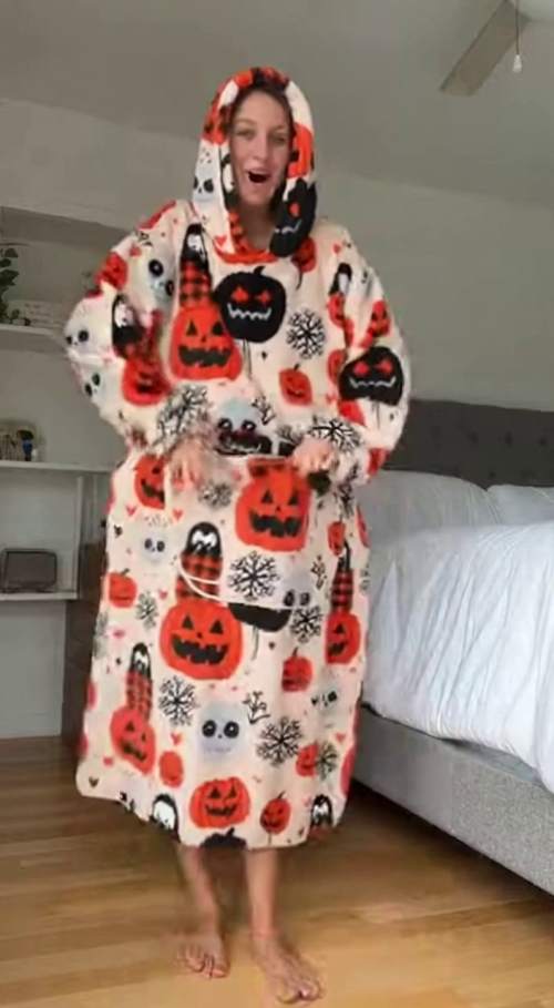 超大口袋连帽毛绒毯试穿推荐