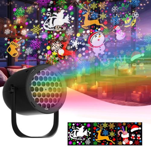 温馨家庭的圣诞投影灯奇迹